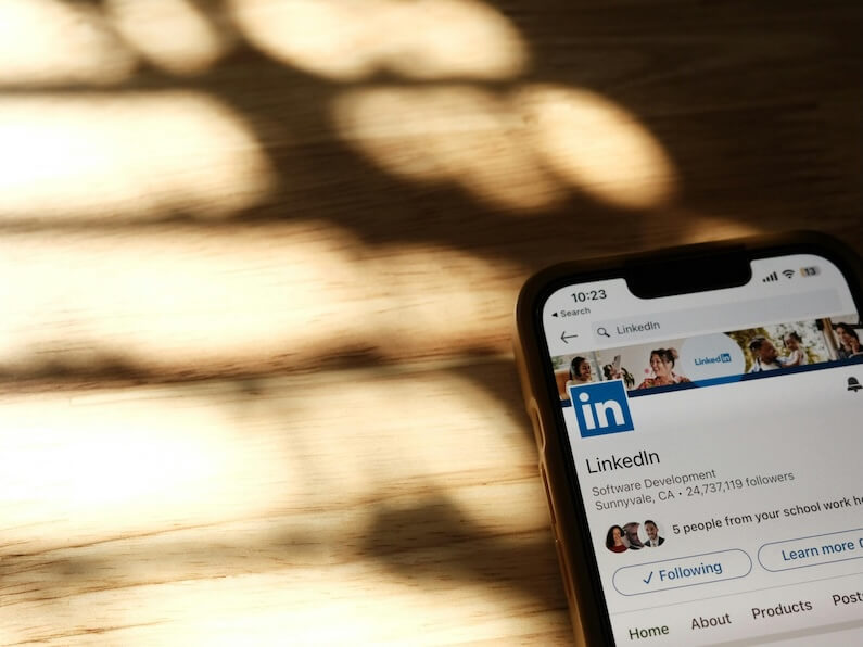 Close-up of Linkedin Page on Smartphone Screen