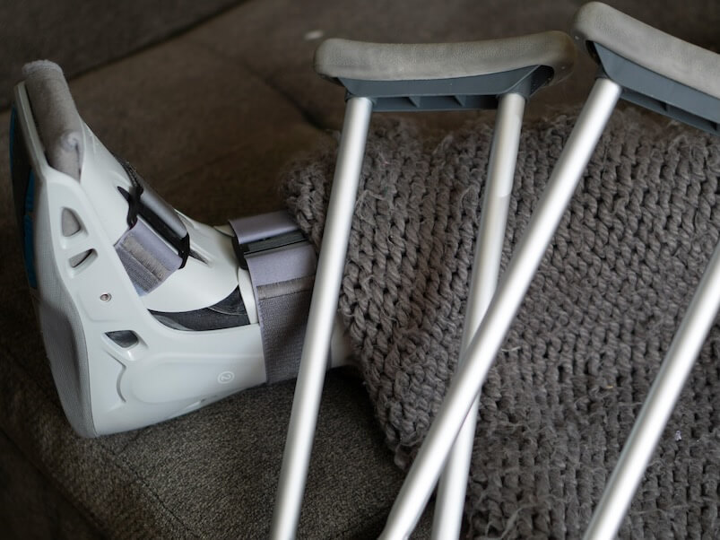Human with Broken Leg with Orthopedic Crutches