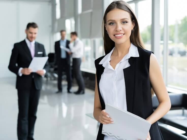 modern business woman in the office with copy space