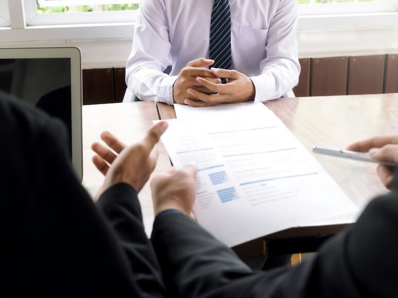 business situation job interview concept job applicants having interview at the office