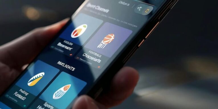 person holding a smartphone with a sports app displayed FEATURED IMAGE