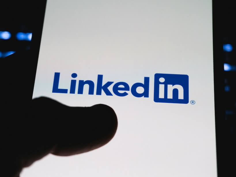 linkedin logo displayed on a smartphone screen