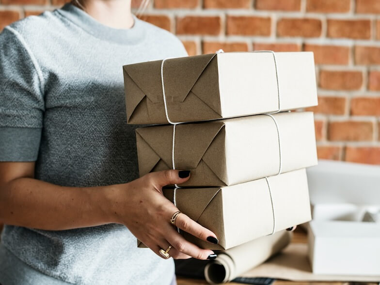 woman working at parcel service
