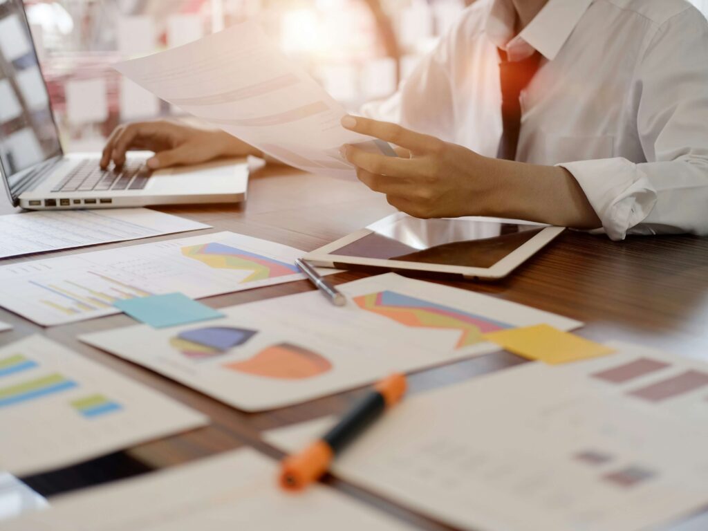businessman determine ideas planning with documents working concept