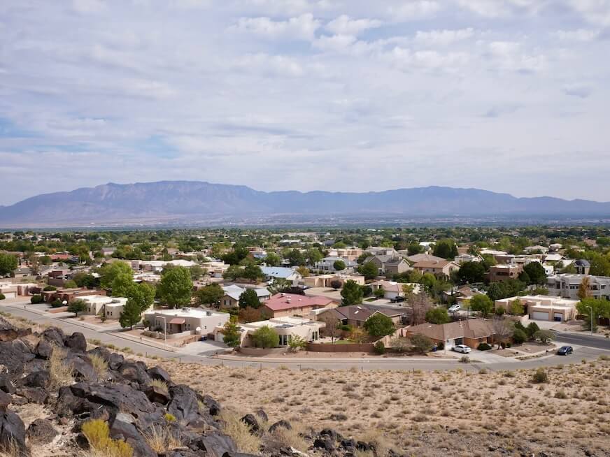 a view of a small town from a hill
