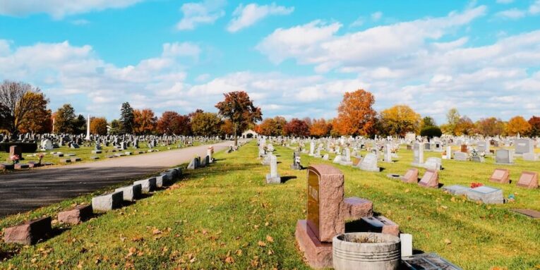 a cemetery with many headstones and trees in the background FEATURED IMAGE