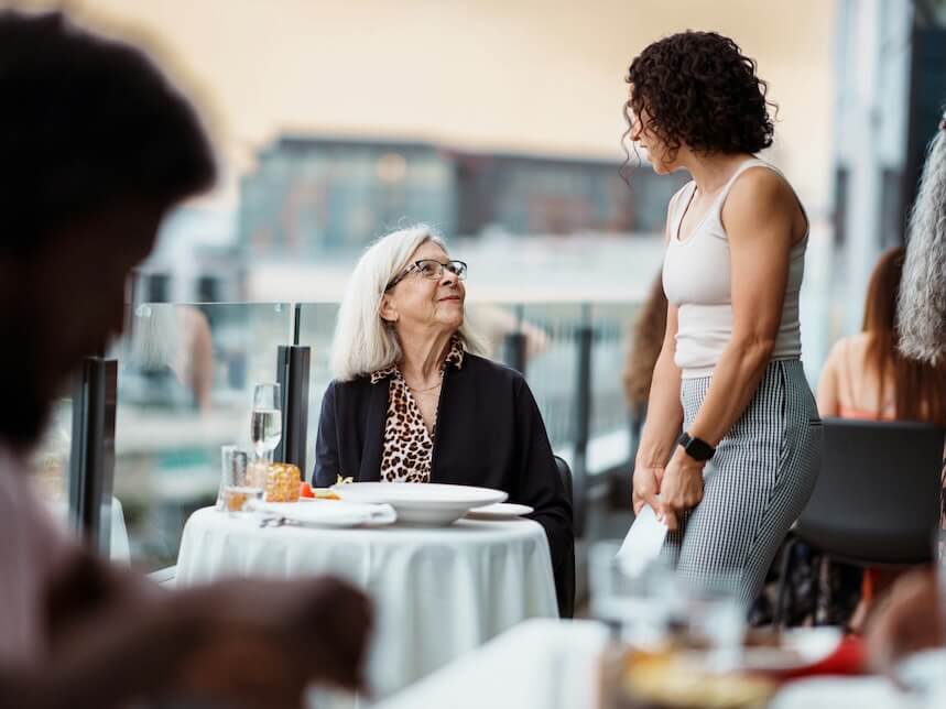 women at table in restaurant