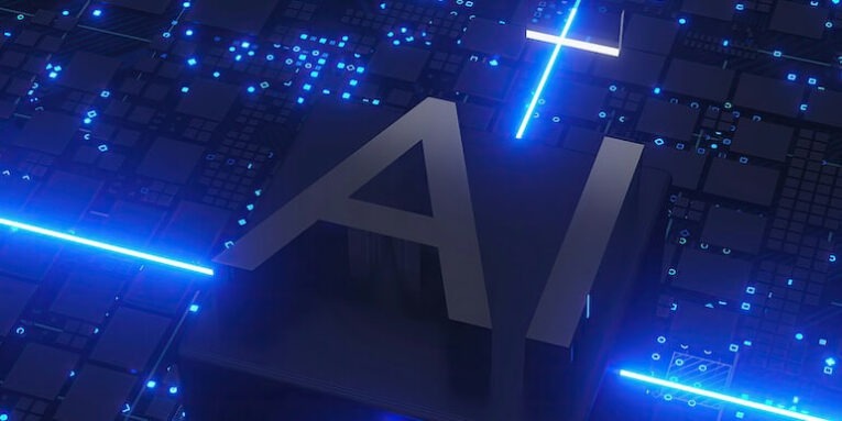 ai text with glowing blue circuits and lights FEATURED MAGE