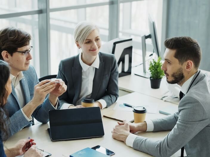 diverse business team collaborating in a modern office